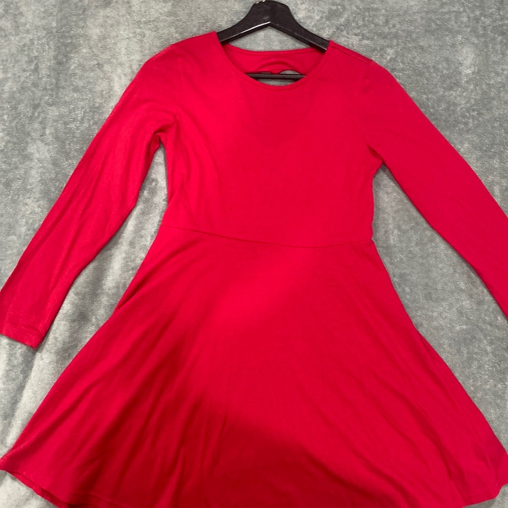 Classic Red Heart Dress - A-line, long sleeve, heart shaped cut out in back,